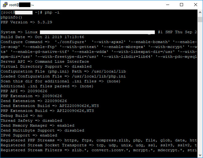 Вывод phpinfo в консоли Linux